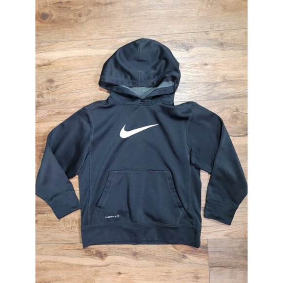 Nike Hoodie Black Youth Small Therma-fit Performance Top, 100% Polyester - Picture 2 of 7